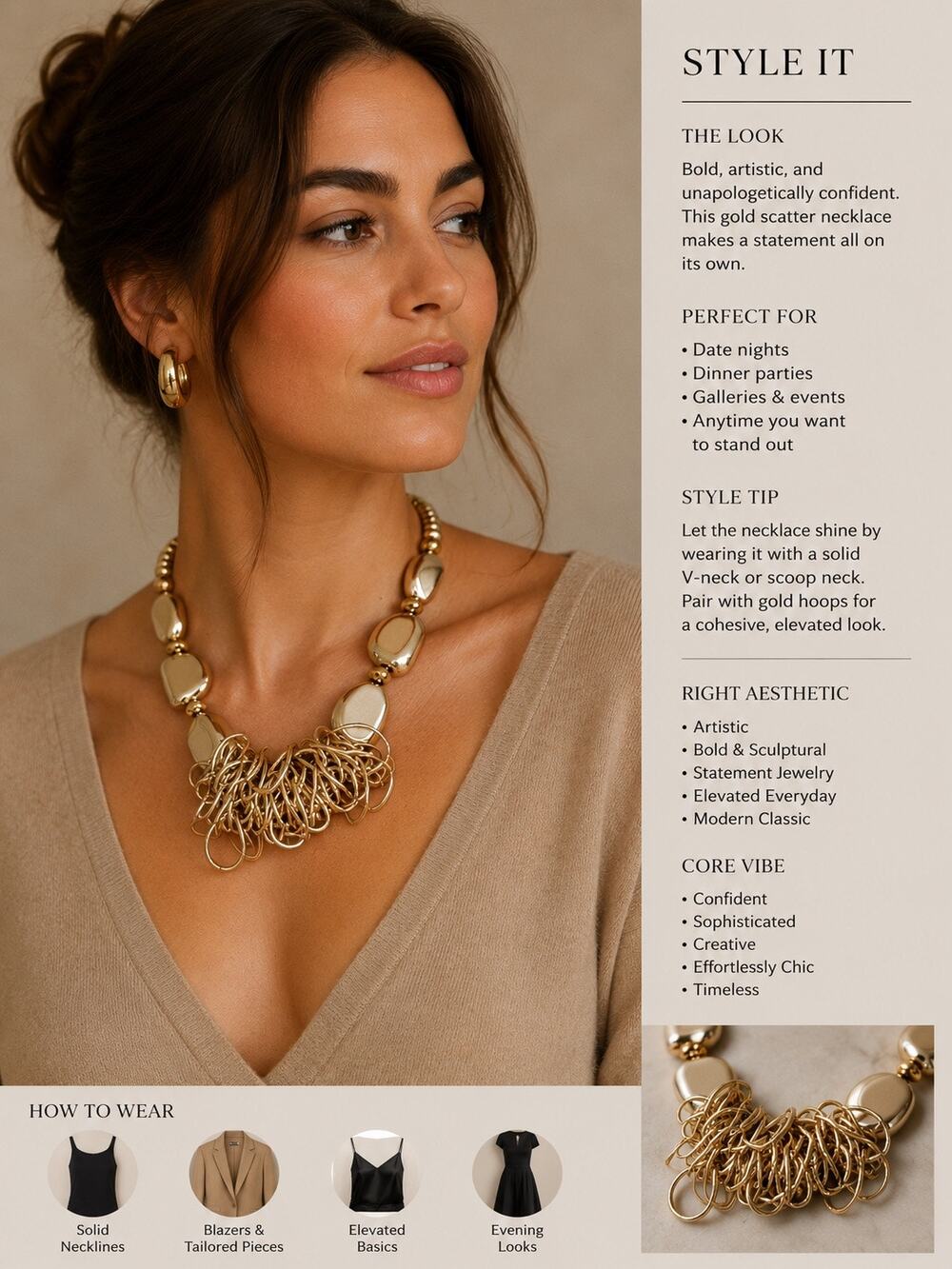 BOGO FREE STATEMENT AURA SCATTER NECKLACE GOLD